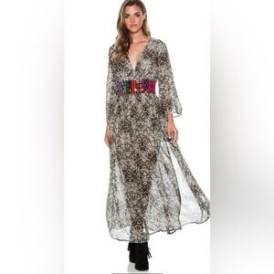 NEW VOLCOM‎ 'Deep South' Print Embroidered Maxi  DRESS SIZE XS STONE ROW